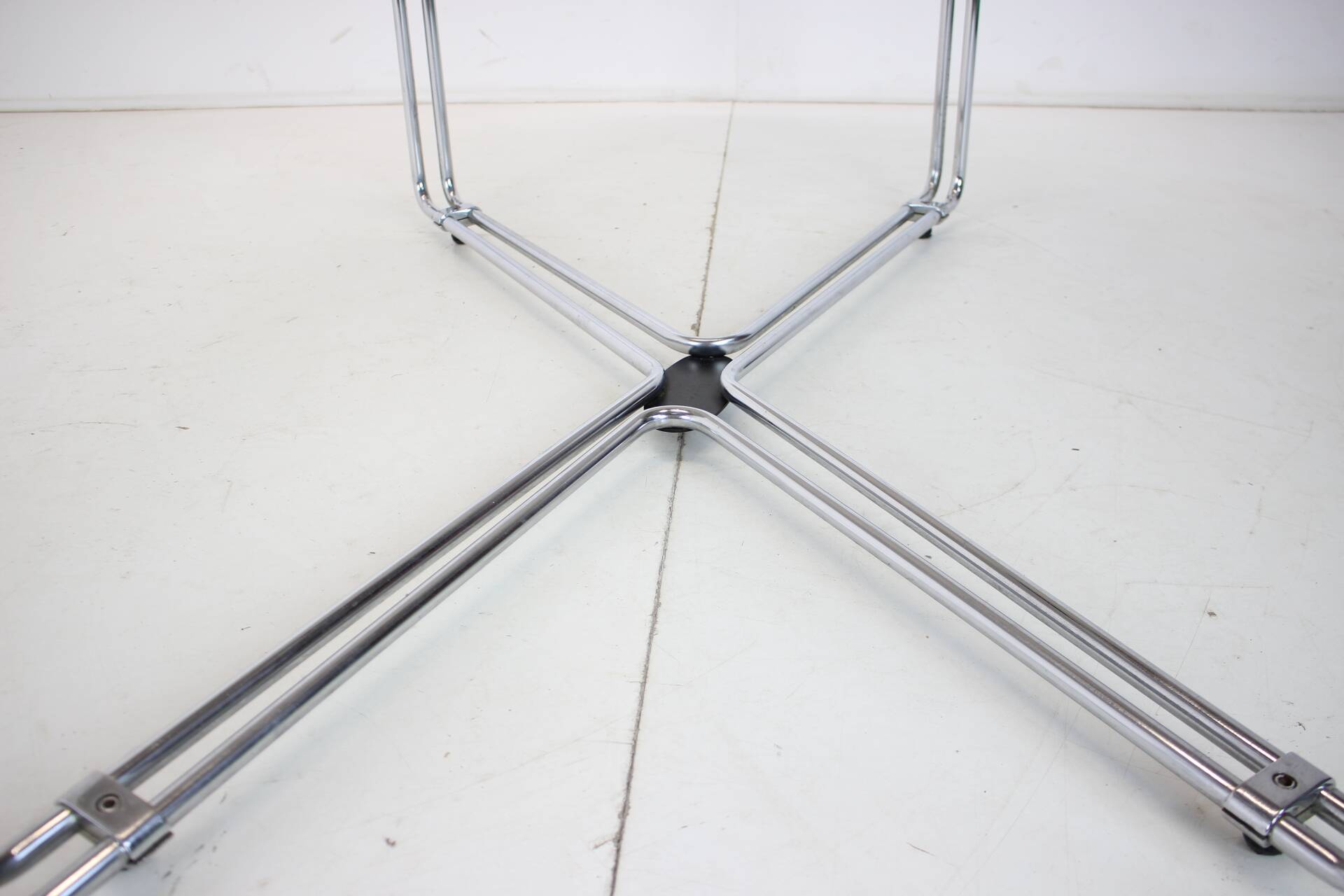 Midcentury Chrome and Glass Dining Table, Italy, 1970s