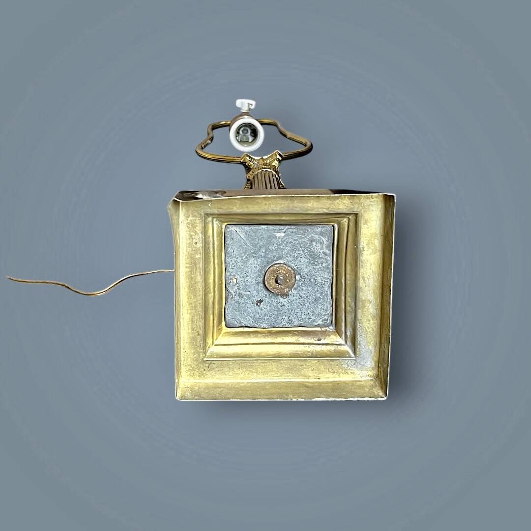 Antique lamp base in patinated brass – fluted column – H 60 cm