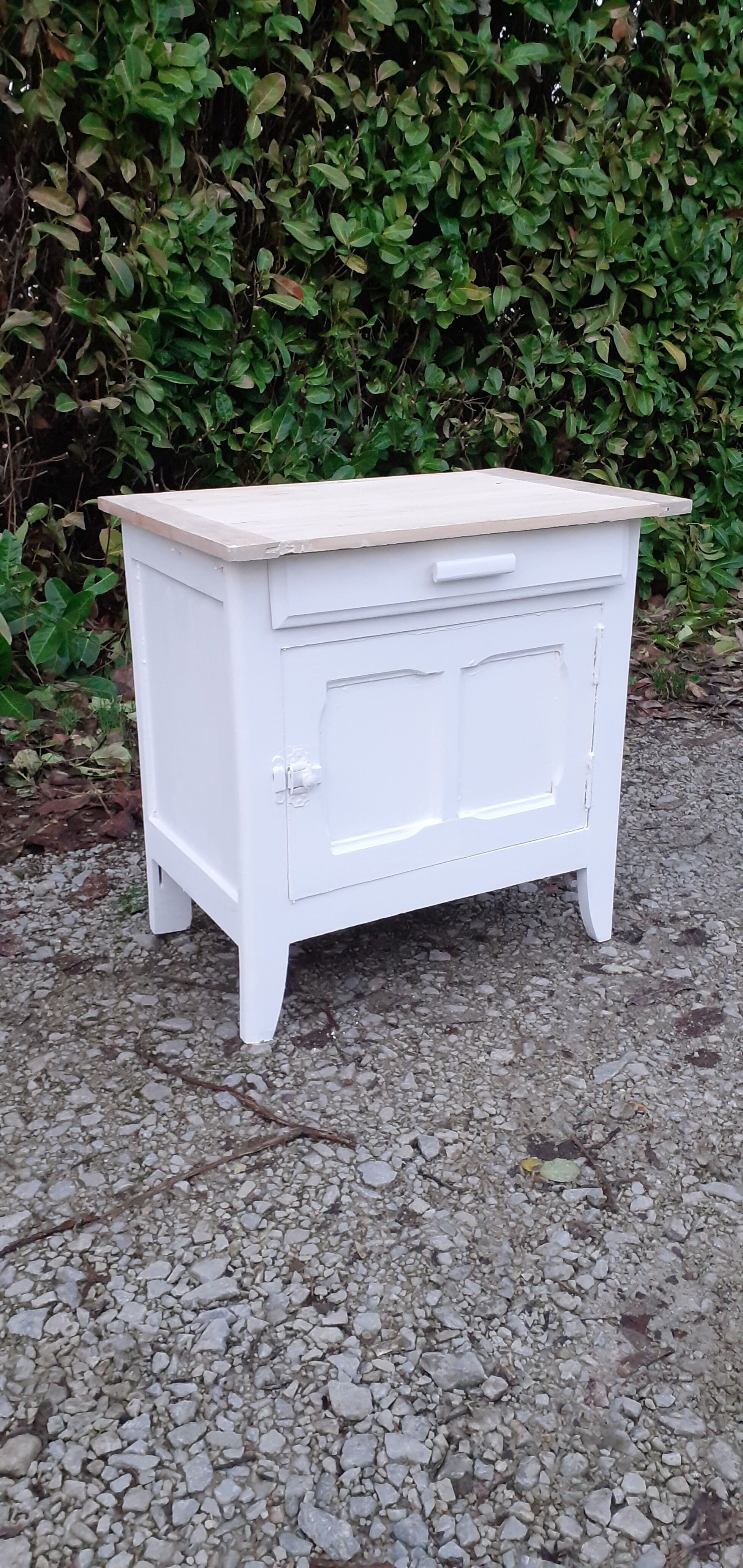 Parisian sideboard 1 door 1 drawer white and raw wood