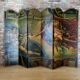 Rare Art Deco folding screen hand-painted in the style of Michelangelo.