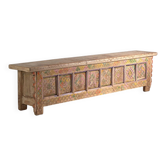 Antique polychrome carved low cabinet in pine – Xinjiang, circa 1900