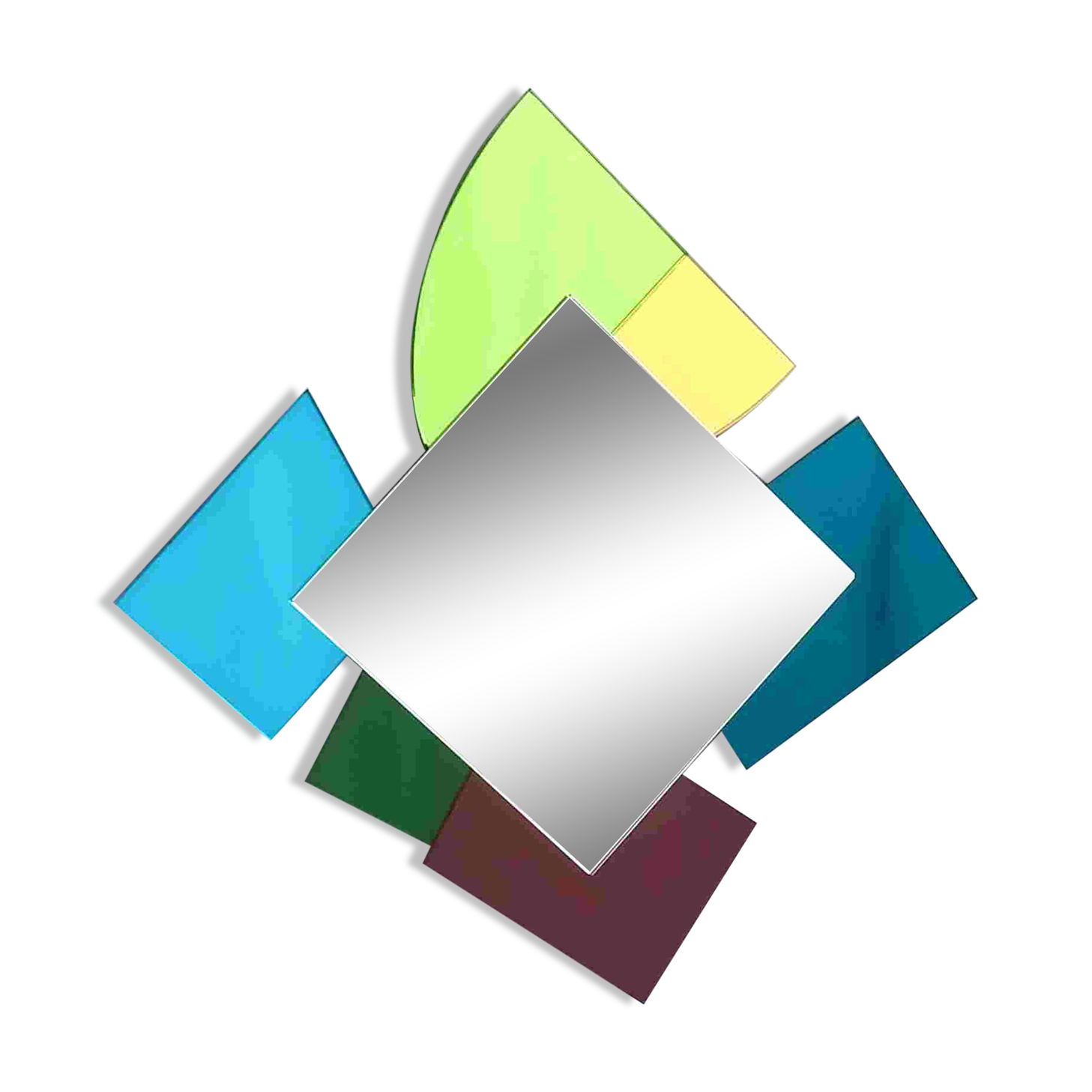 Colored Mirror with Irregular Shape in the style of Ettore Sottsass, Italy