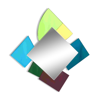 Colored Mirror with Irregular Shape in the style of Ettore Sottsass, Italy