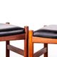 4 Tabourets Danois en teck et cuir noir modèle 40 par Hugo Farndsen 1960.