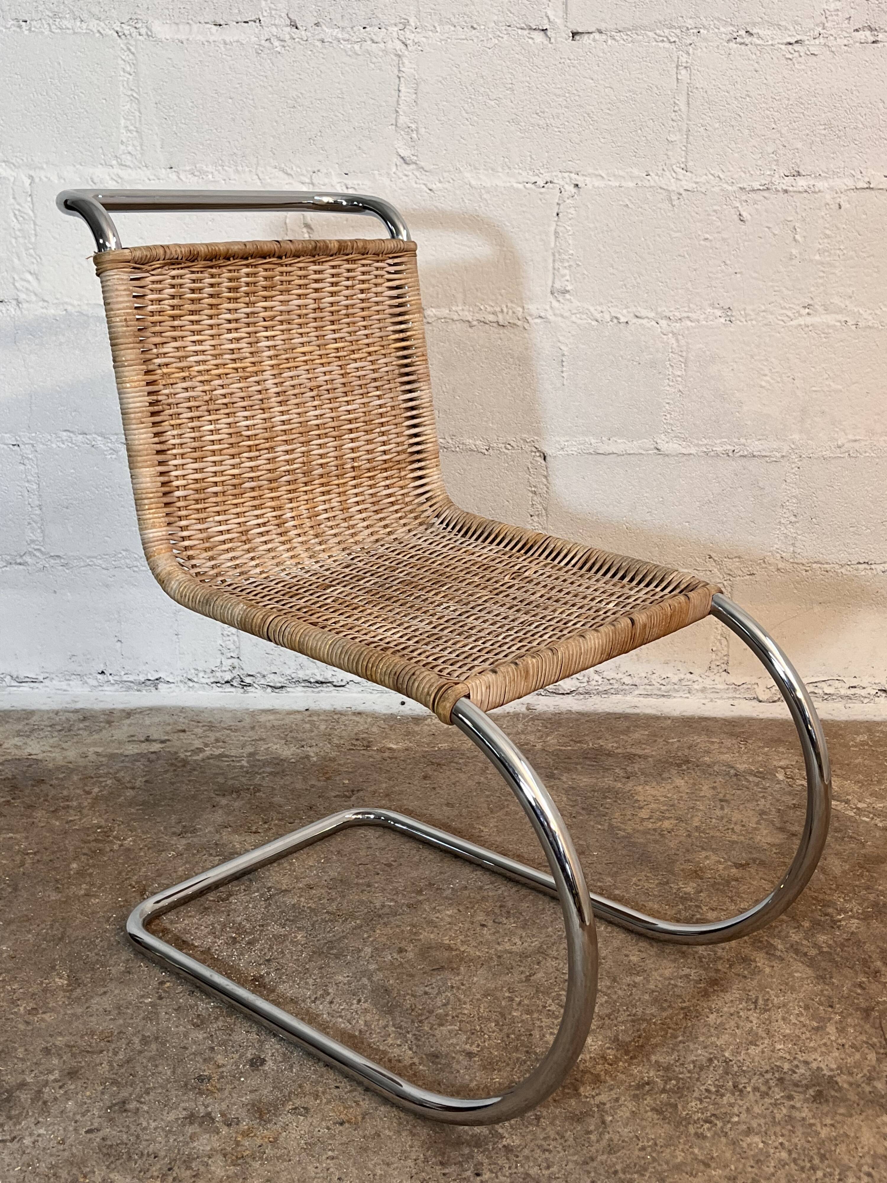 Set of 4 mr10 rattan chairs by mies van der rohe