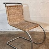 Ensemble de 4 chaises mr10 en rotin de mies van der rohe