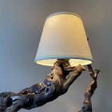 Table lamp made from old vine stock