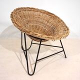 Set of 2 wicker pod chairs from the 60s