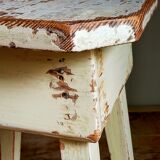 Workshop stool in antique patinated solid wood