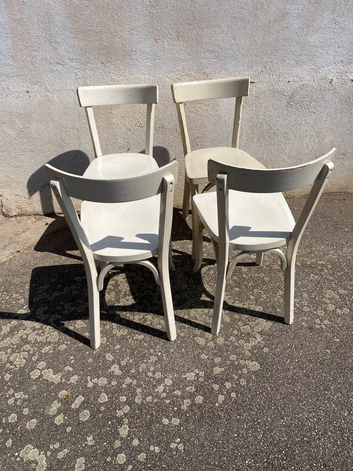 Set of 4 white bistro chairs