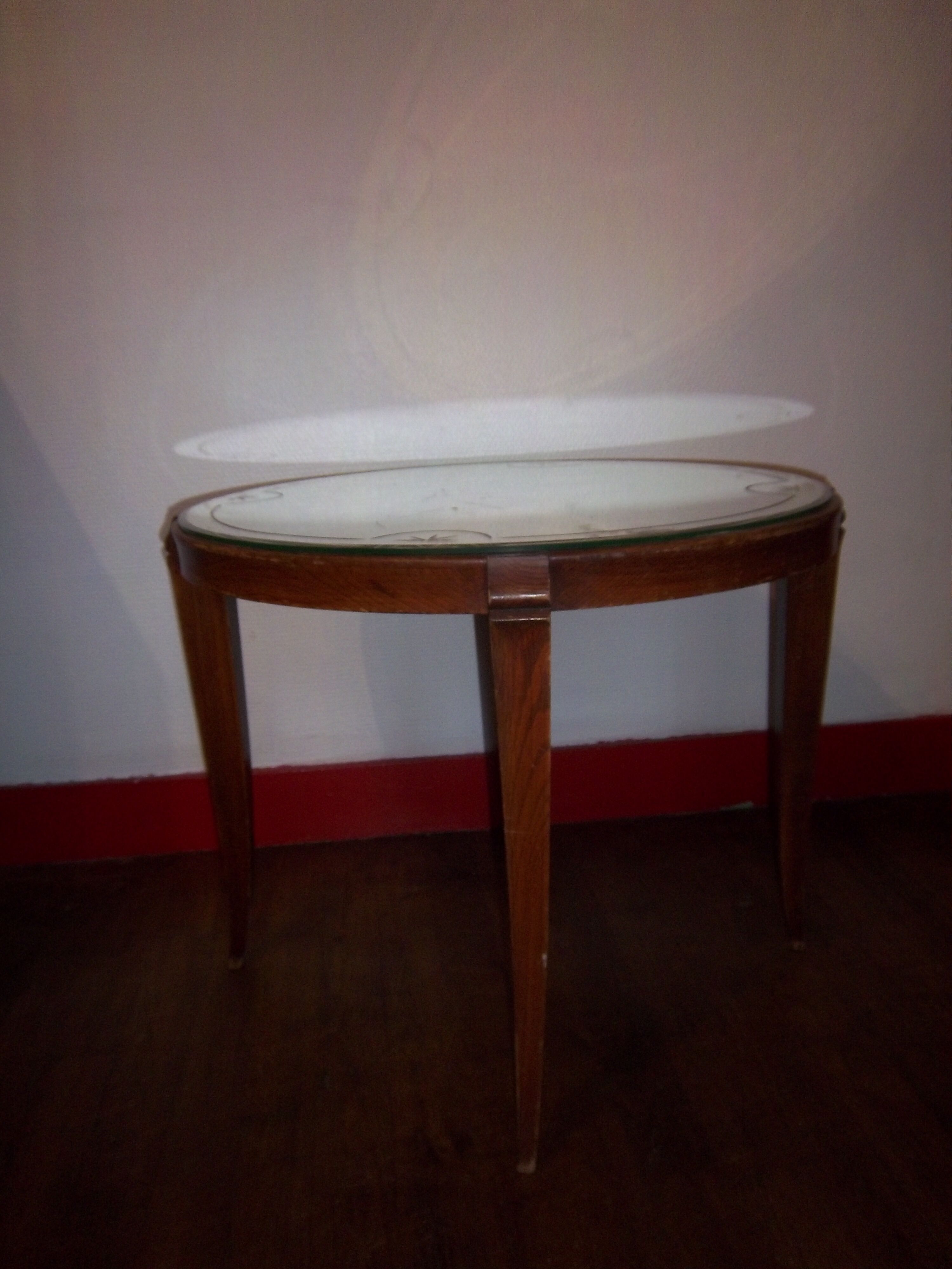 Table round art deco 1930/40 with original mirror