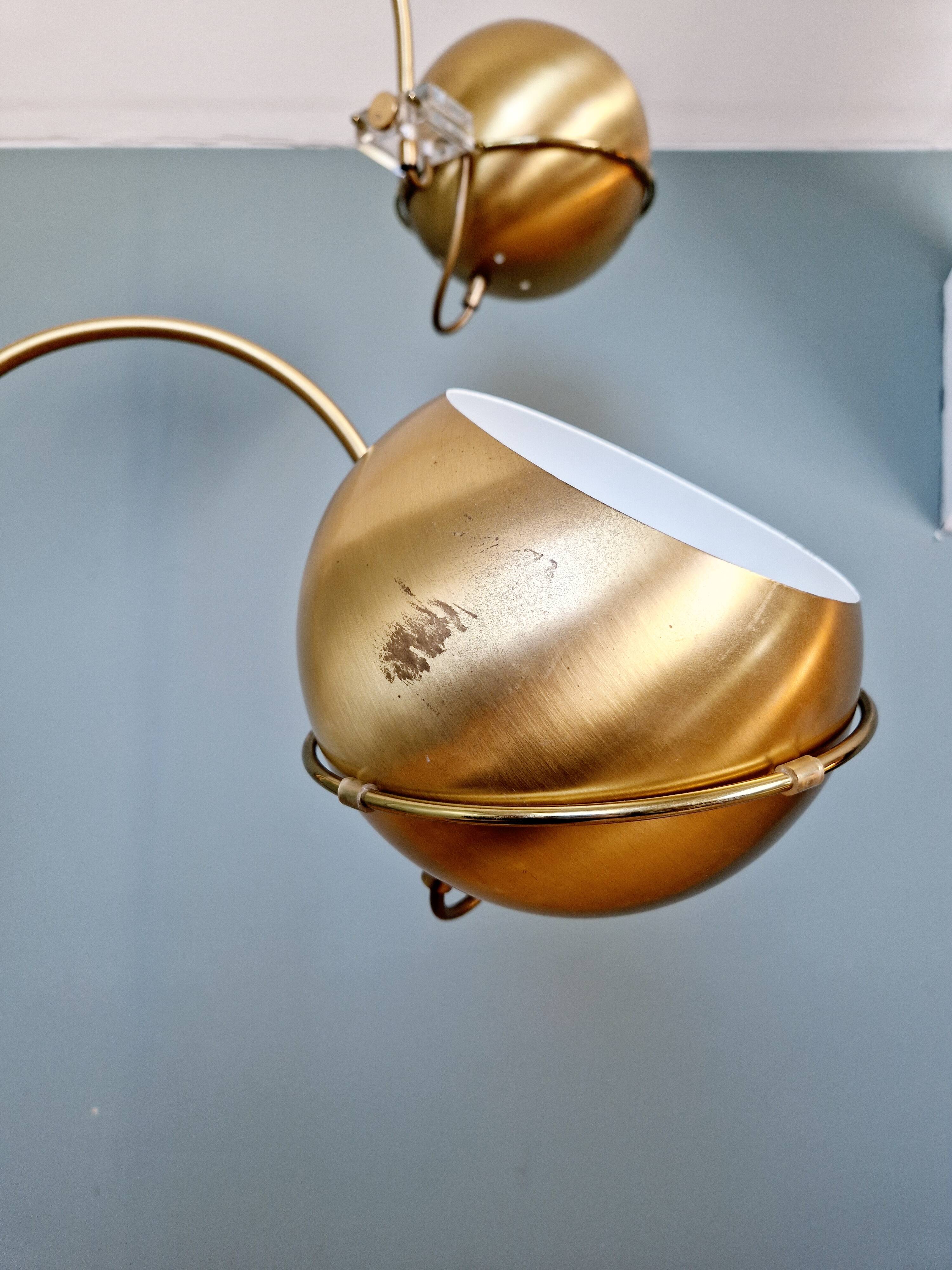 Eyeball double arc floor lamp in brass, GEPO (Netherlands), 1970s