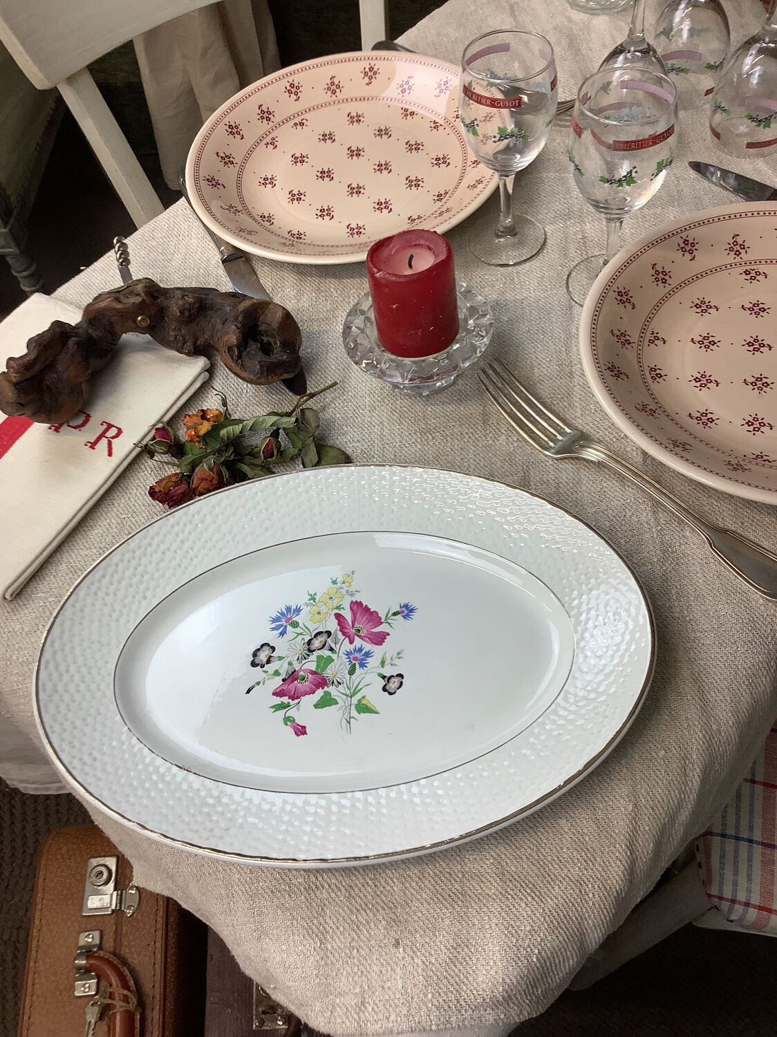 Old artisanal dish made in France Digoin