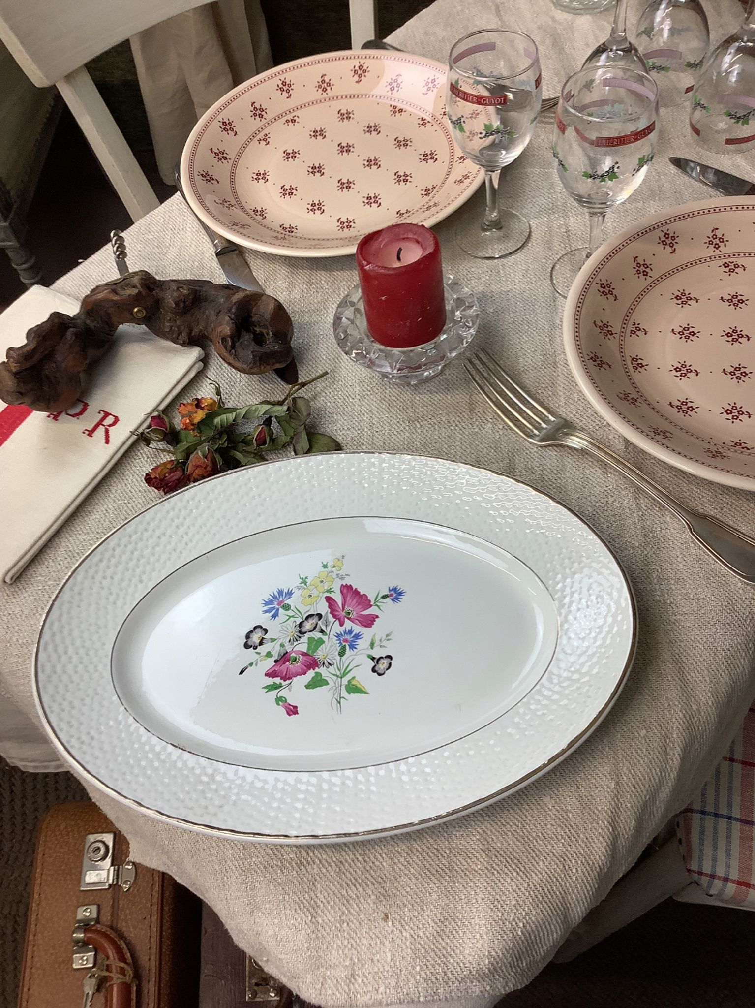 Plat ancien artisanal made in france digoin