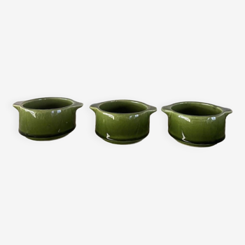Set of Three Ramekins in Green Ceramic