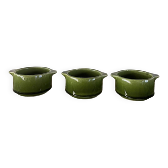 Set of Three Ramekins in Green Ceramic