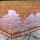 Large dining table in Rosso Alicante marble from the 70s-80s.