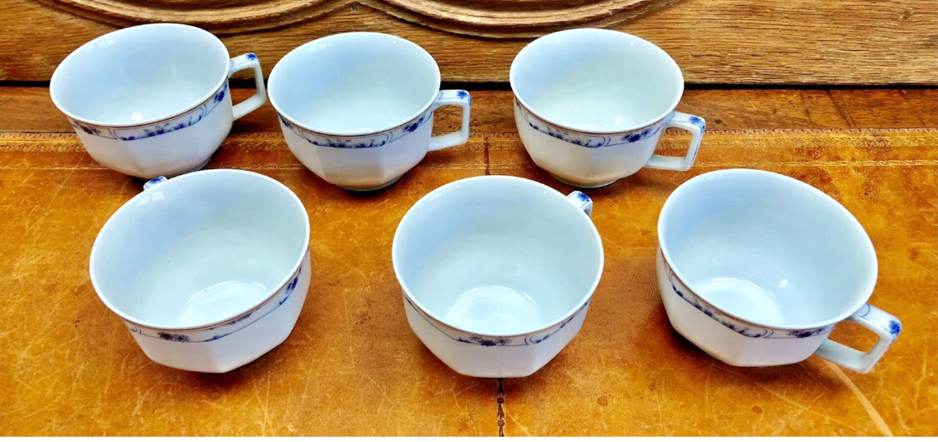 6 octagonal tea cups and saucers porcelain Haviland Limoges