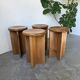 Set of 4 oak stools from the 1950s, constructivist style.