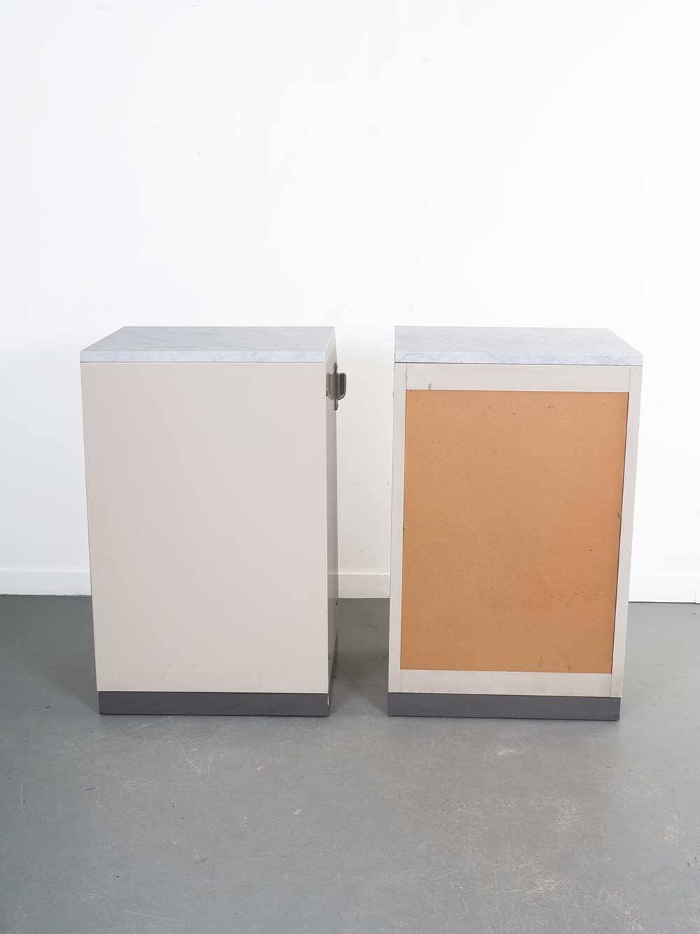 Set industrial cabinets with marble top.