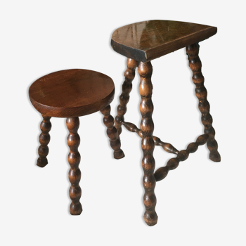 Duo of tripod stools