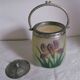Art Nouveau Opal Glass Biscuit Jar: Hand-Painted Iris, French Candy Jar