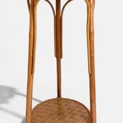 French Mid-Century Wood, Bamboo and Reed Plant Stand, 1960s