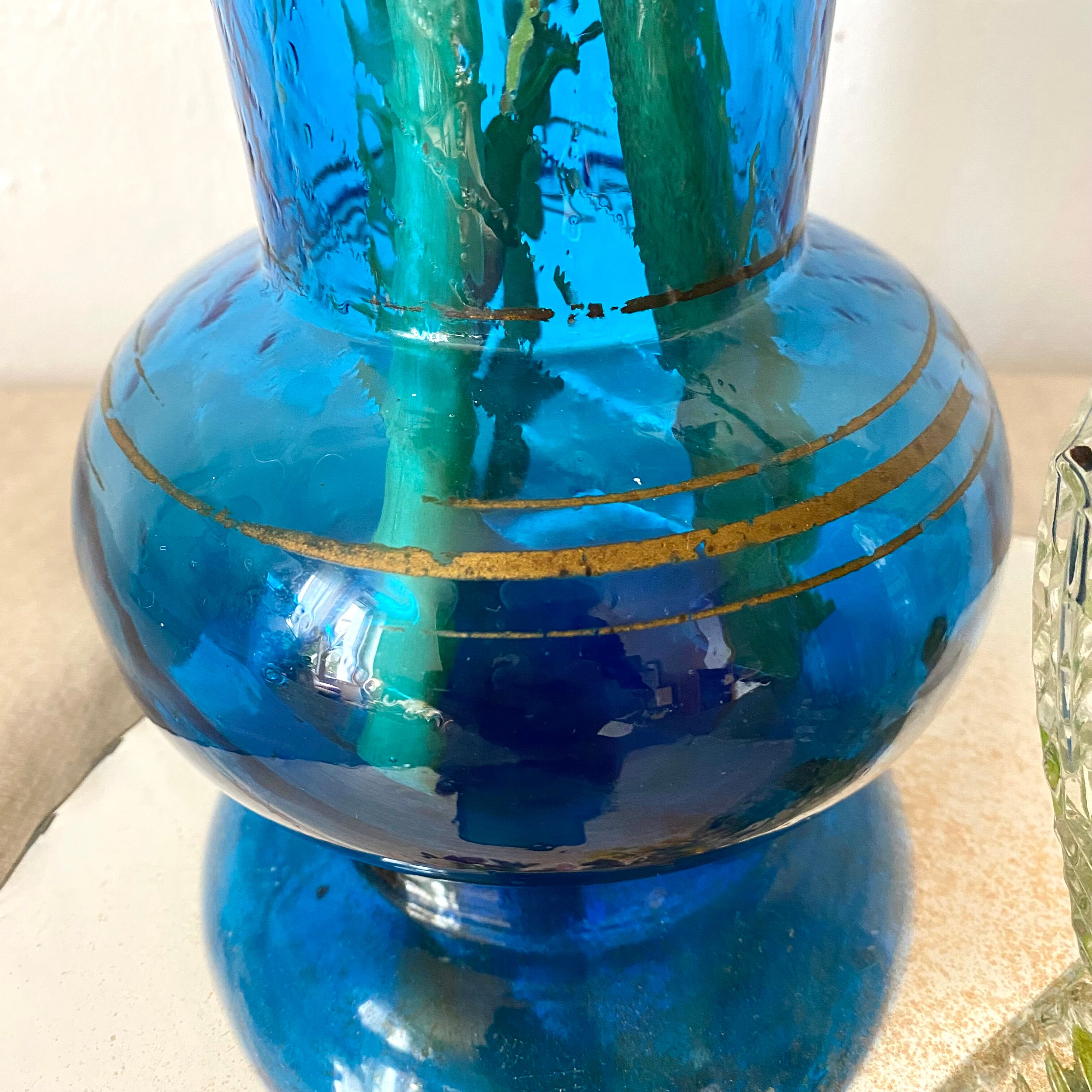 Antique blue glass vase from the 1900s