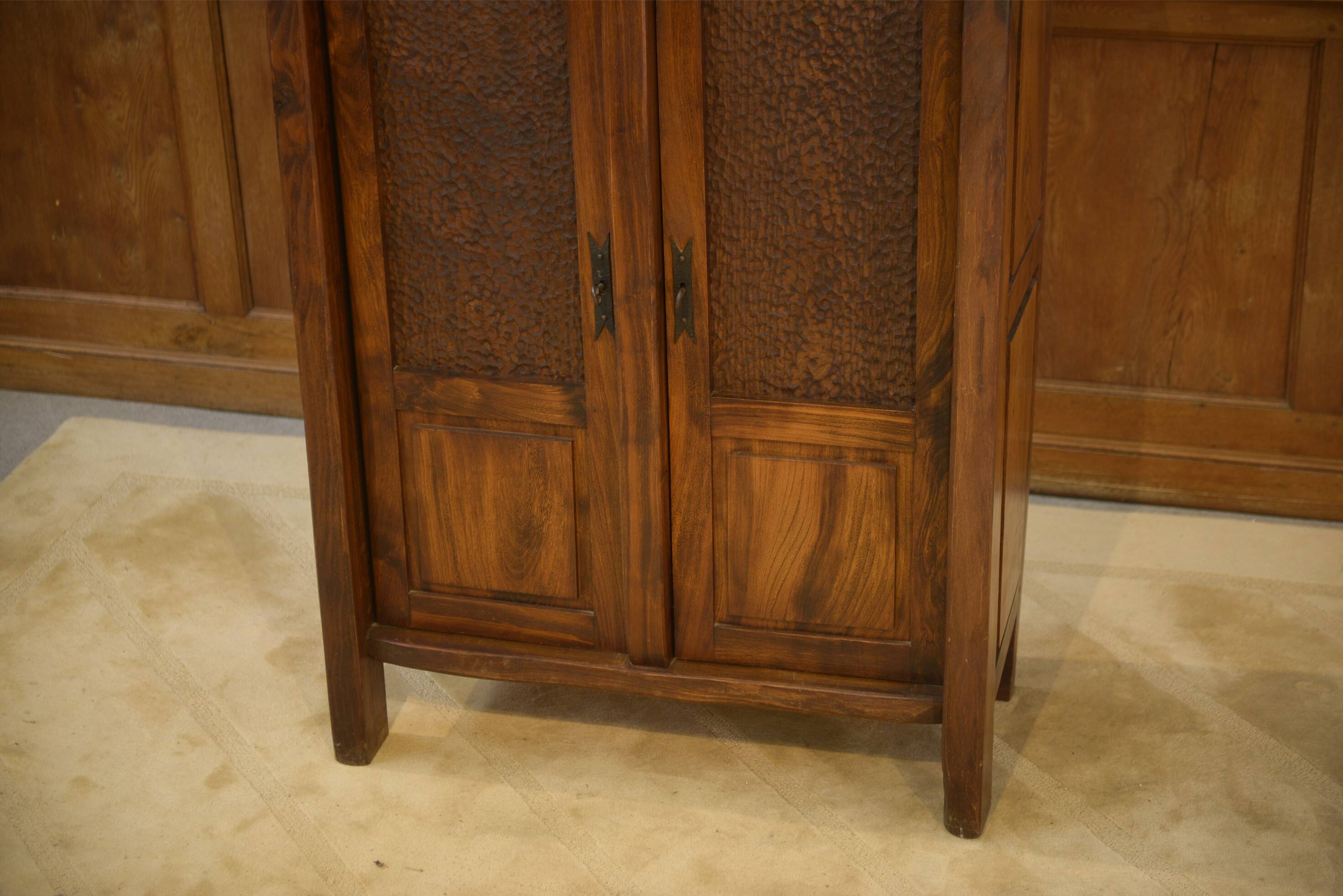 Brutalist Aranjou wardrobe in elm 1960s