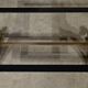 Table basse en laiton et travertin, époque Art Déco, 1930