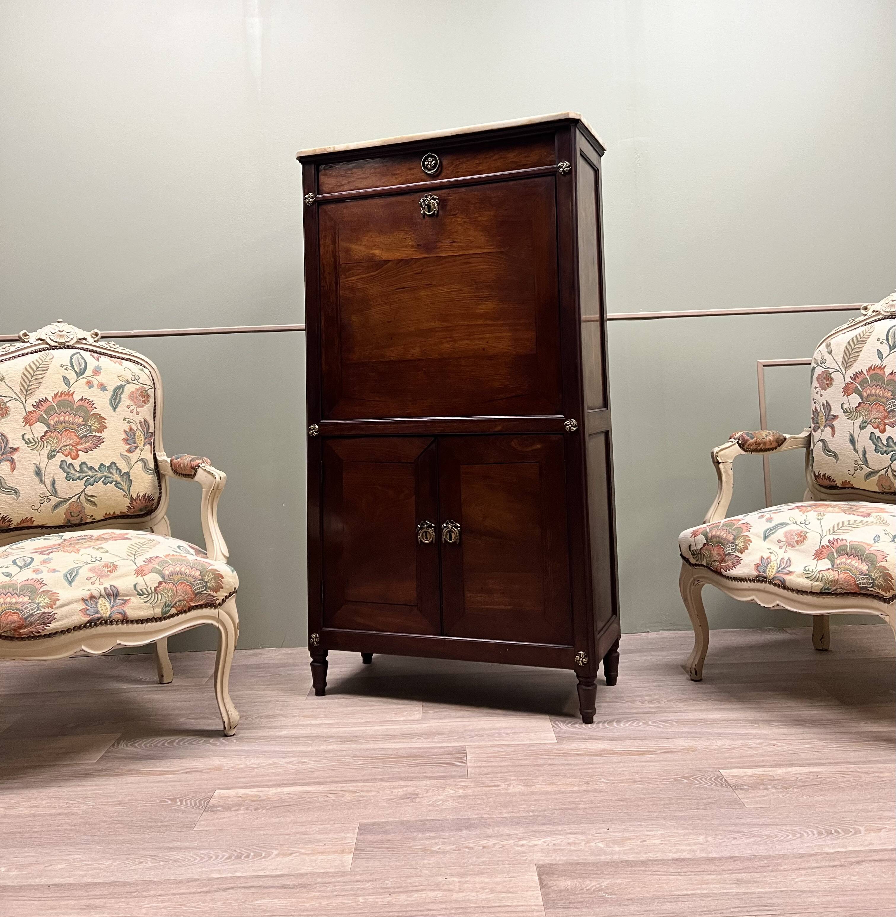 Étienne avril right secretary in mahogany louis xvi period stamped xviii eme century flag