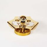 Polished brass and crystal glass wall lamp by Palwa, Germany 1960s