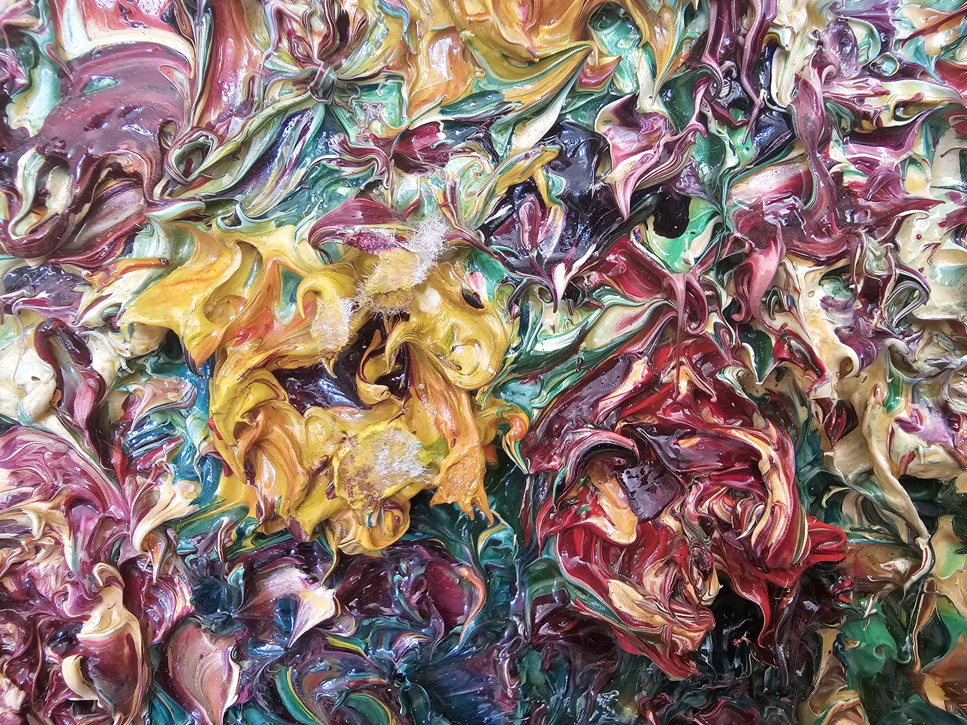 Oil on canvas - Bouquet of flowers with a knife Signed Paul Abouzit