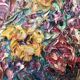 Oil on canvas - Bouquet of flowers with a knife Signed Paul Abouzit