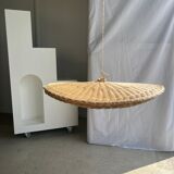 Rattan suspension or shade in the shape of a braided undulating circular tray d:80