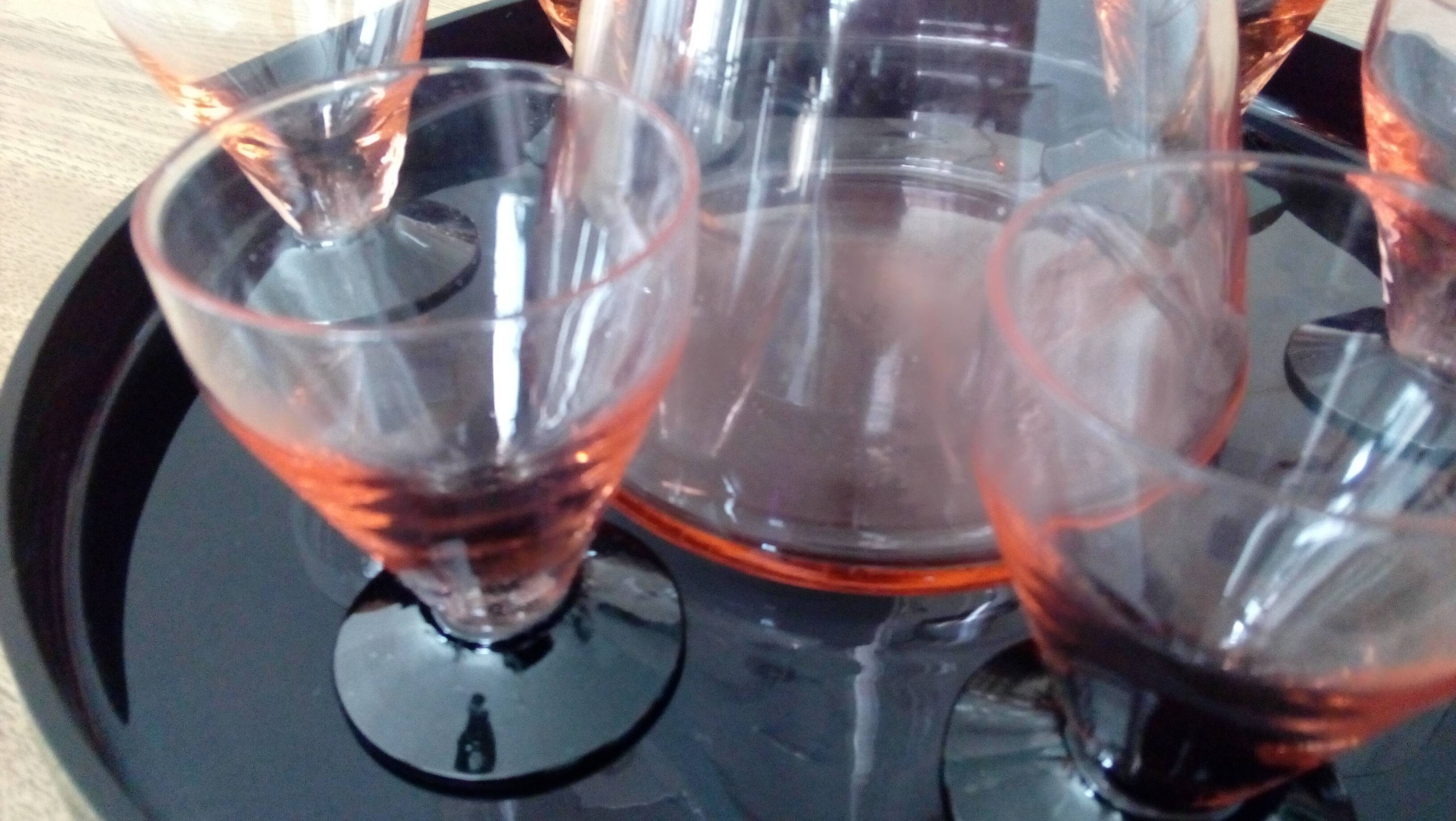 Art Deco port liqueur service tray - glasses