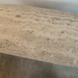 Travertine and wood coffee table from the 60s-70s
