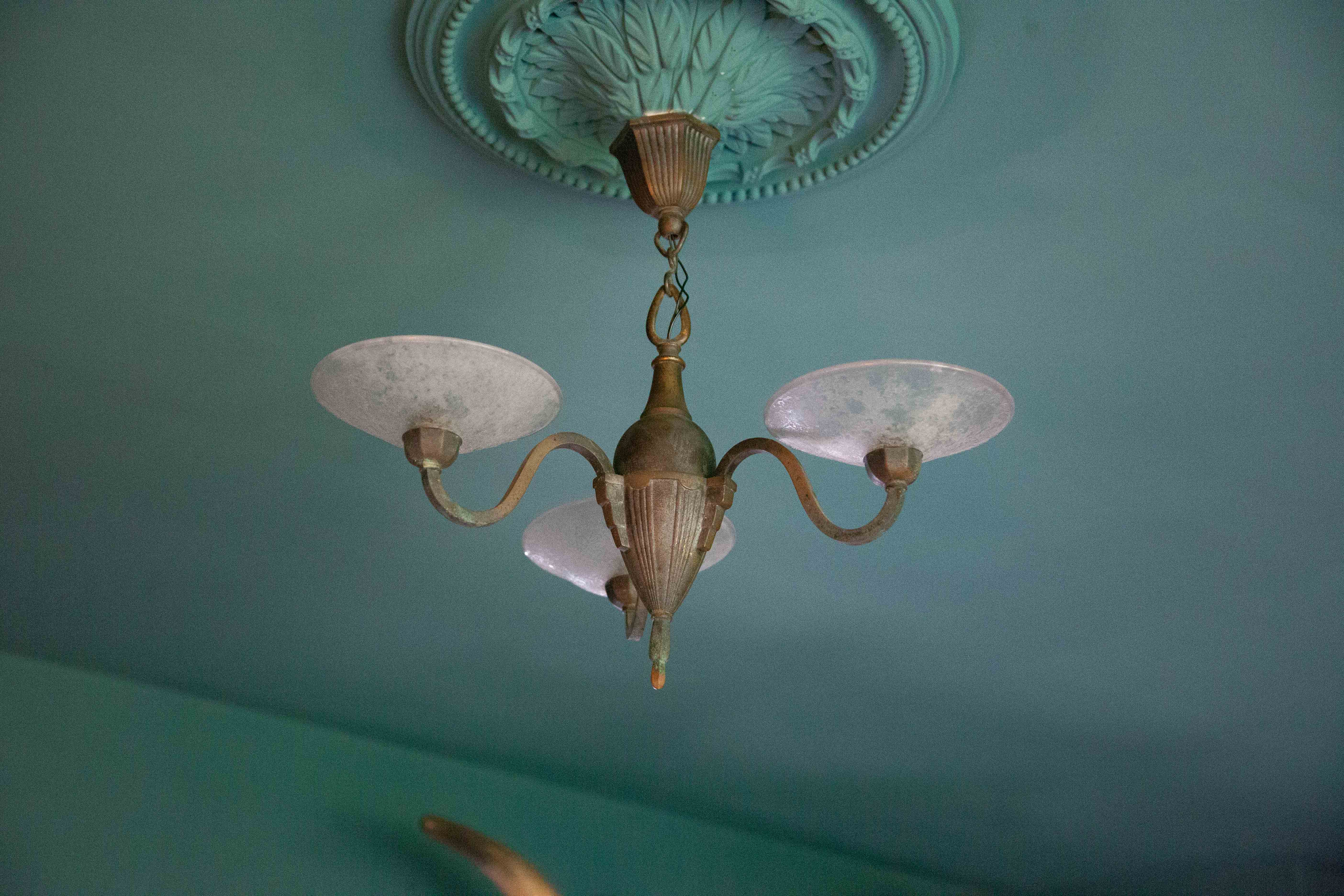 3-burner saucer chandelier of the Muller brothers Lunéville