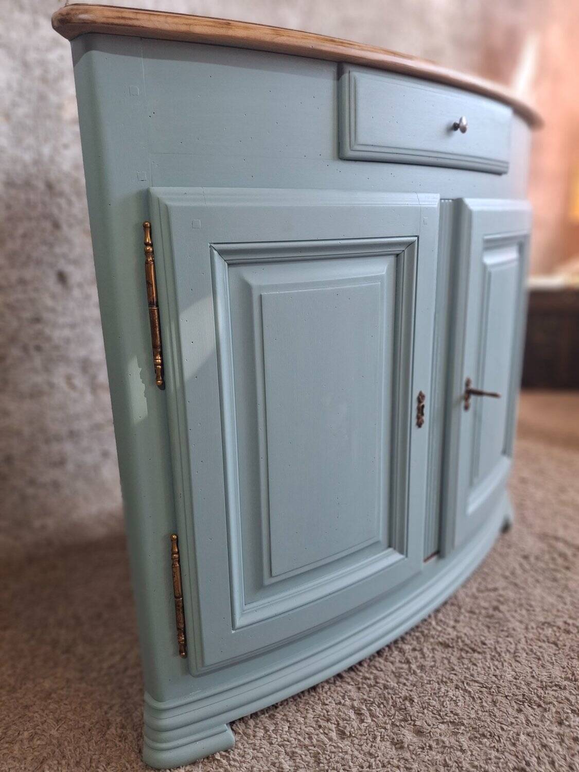 Louis XV Corner Cabinet Blue Neptune – Original Brass Fittings