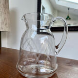 Vintage engraved glass carafe and jug