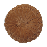 Vintage round cushion in velvet grège / chamois of 36cm in diameter