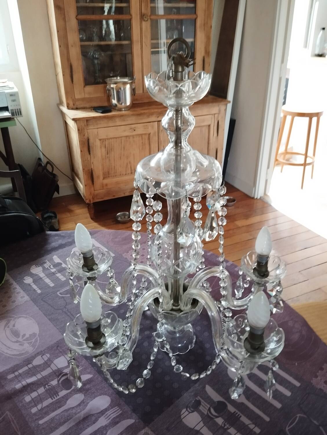 Lustre vintage en cristal, italie, 1940s