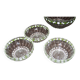 Set of 3 old glass bowls/cups decorated with small white flowers Materne rare