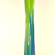 Vintage blown glass vase, twisted, blue and green, height: 39cm