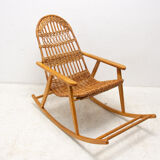 Mid-Century Wicker Rocking Chair, Czechoslovakia, 1970's