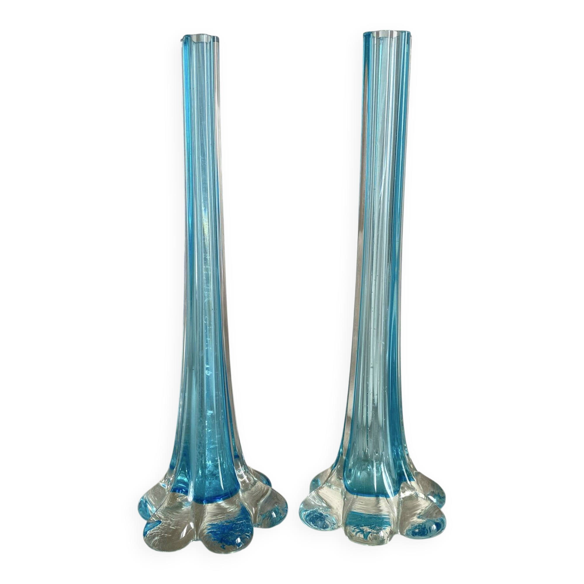 Pair of blown glass soliflore vases, 1960s