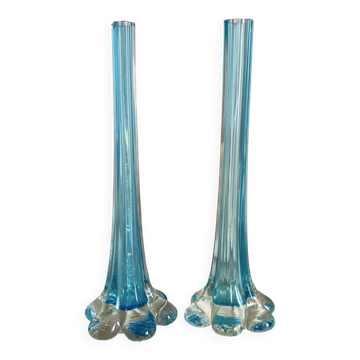 Pair of blown glass soliflore vases, 1960s