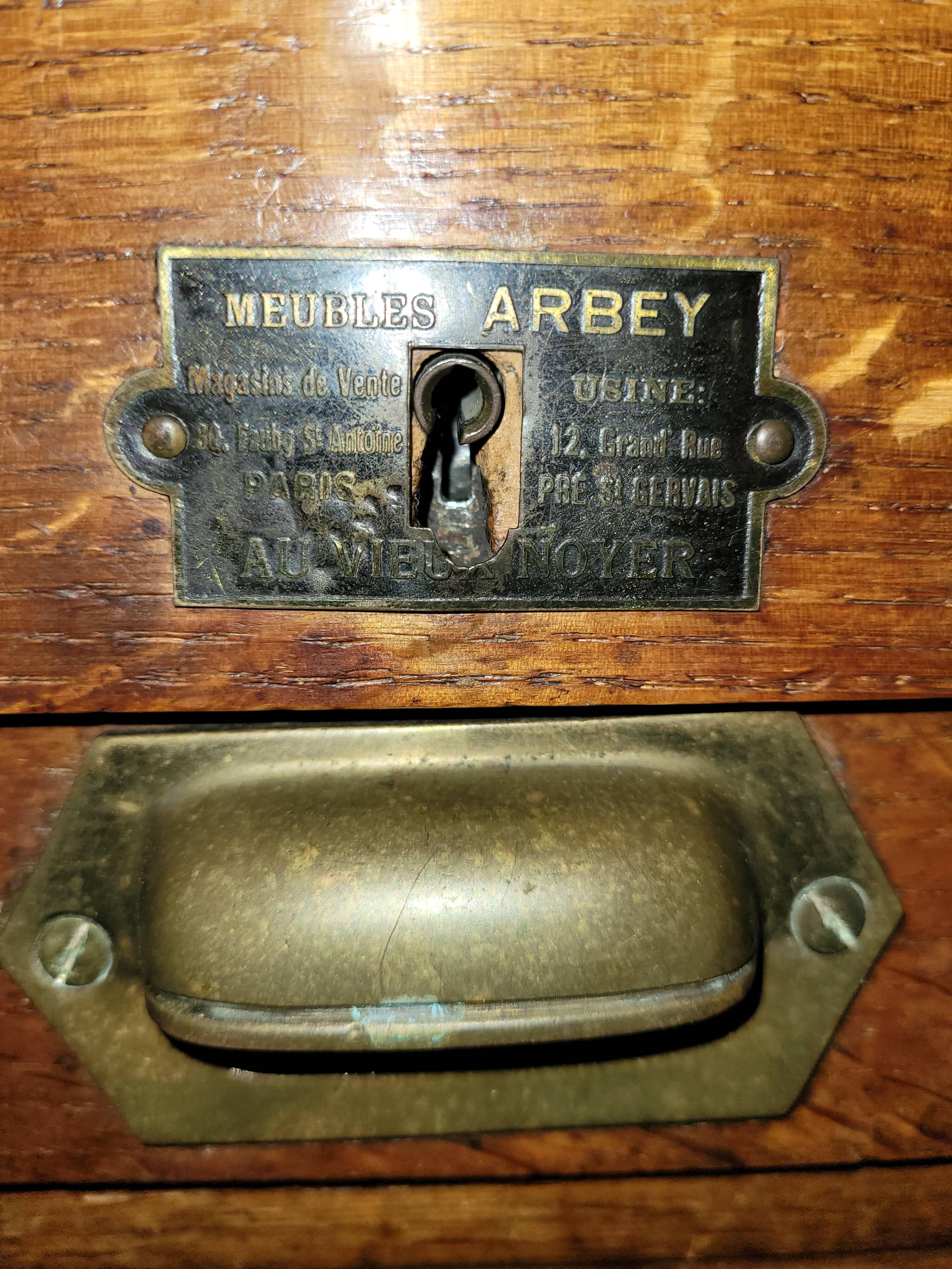 Old double curtained oak filing cabinet