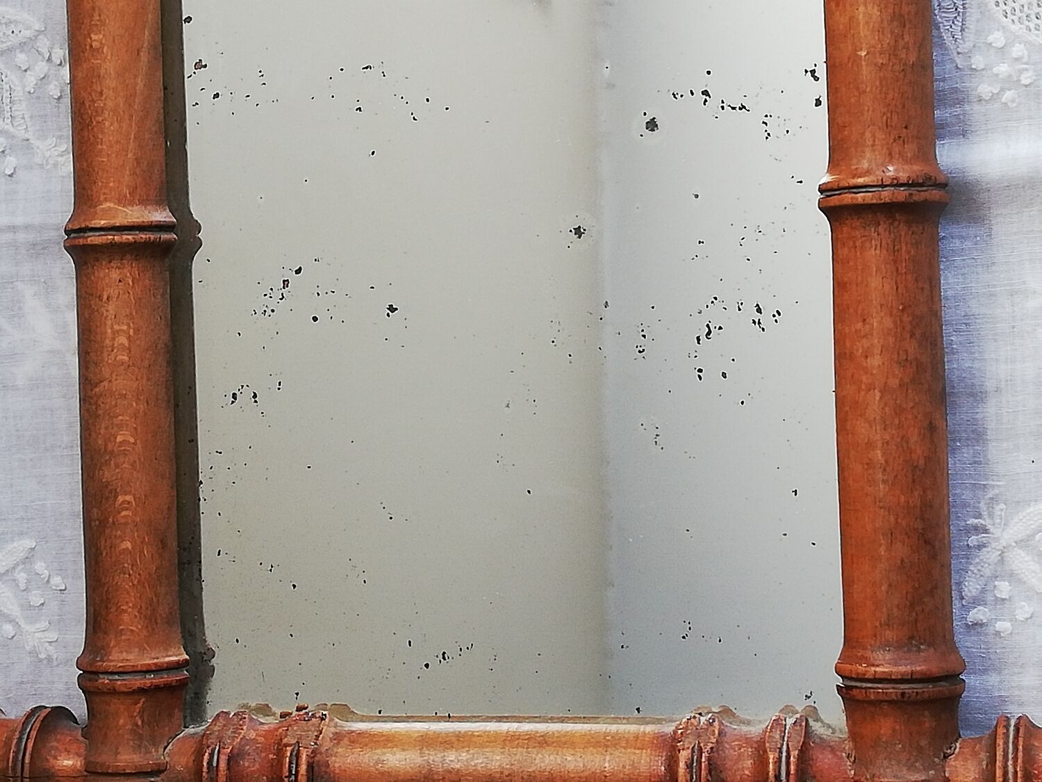 Wooden mirror bamboo style