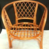 Ensemble de deux fauteuils vintage rotin déco bohème